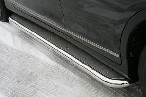 Подножки с листом диам.60мм, из нержавеющей стали, лист алюминий, окантовка нержавейка (возможен заказ черного или серого цвета), для авто Infiniti EX 2007-2013