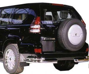Защита заднего бампера уголки двойные диам.76/38мм, нержавейка, для авто Lexus GX470 2002-2009, Toyota Land Cruiser Prado 120 2002-2009