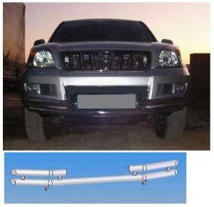 Защита переднего бампера труба двойная диам.60/60мм, нержавейка (без верхней перемычки), для авто Toyota Land Cruiser Prado 2002-2009
