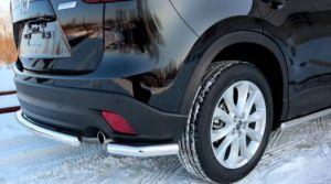 Защита заднего бампера уголки диам.60мм (центральная труба отдельно MCX5.75.1425), нержавейка (возможен заказ черного или серого цвета), для авто Mazda CX-5 2012-