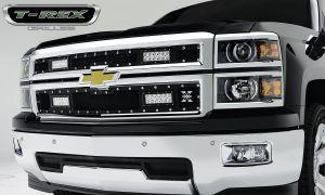 Решетки радиатора черные стальные с дневными ходовыми огням T-Rex Torch Series для Chevrolet Silverado 2014-
