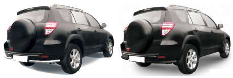 Защита заднего бампера уголки диам.57мм, нержавейка (возможен заказ сталь с черным покрытием -50%), для авто Toyota Rav4 длинная база 2009-2012