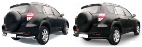 Защита заднего бампера уголки диам.76мм, нержавейка (возможен заказ сталь с черным покрытием -60%), для авто Toyota Rav4 длинная база 2009-2012