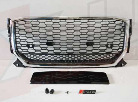 Решетка радиатора черная с хромированной рамкой RSQ2 Style для Audi Q2 2016-2019 