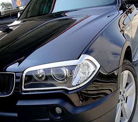 Накладки на передние фары хромированные IDFR 1-BW600-01C для BMW X3 2003-2010
