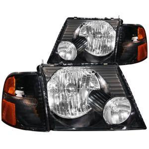 Передняя оптика черная с повторителями для Ford Explorer 2002-2005