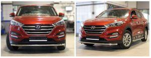 Защита переднего бампера труба диам.53мм, нержавейка, для авто Hyundai Tucson 2015-