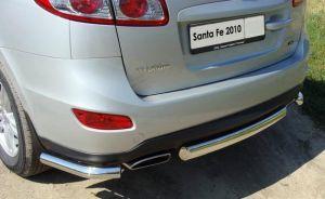 Защита заднего бампера труба центральная овальная диам.75x42мм, нержавейка, для авто Hyundai SantaFe 2010-2012