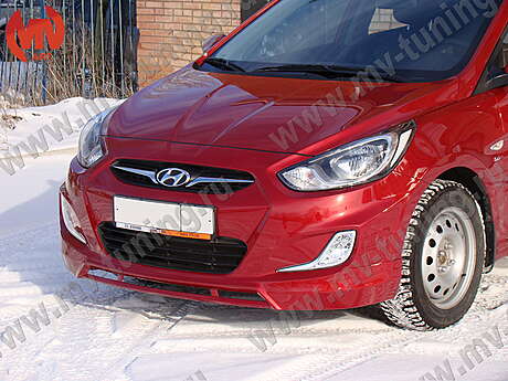 Юбка переднего бампера var№2 Hyundai Solaris (2010-2013)