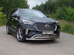 Защита передняя нижняя (двойная) 60,3/42,4 мм код HYUNSFGR16-05 для HYUNDAI SANTA FE GRAND 2016-