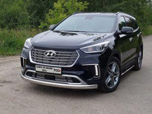 Защита передняя нижняя (овальная) 75х42 мм код HYUNSFGR16-01 для HYUNDAI SANTA FE GRAND 2016-