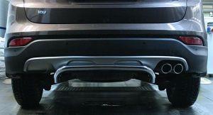Защита заднего бампера скоба диам.42мм, нержавейка, для авто Hyundai Santa Fe 2012-