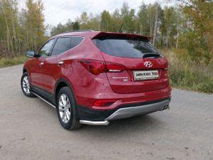 Защита заднего бампера уголки диам.60мм, нержавейка, для авто Hyundai Santa Fe Premium 2015-