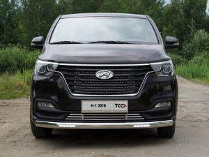 Защита передняя нижняя (овальная с ДХО) 75х42 мм код HYUNH118-18 для HYUNDAI H-1 2018-