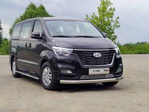 Защита передняя нижняя (овальная) 75х42 мм код HYUNH118-17 для HYUNDAI H-1 2018-