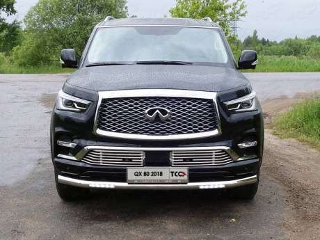 Защита передняя нижняя (с ДХО) 76,1 мм код INFQX8018-09 для INFINITI QX80 2018-