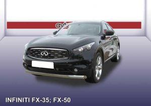 Защита переднего бампера труба диам.76мм, нержавейка, для авто Infiniti FX 35/50 2008-2012