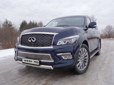 Защита передняя нижняя (овальная) 75х42 мм код INFQX8014-01 для INFINITI QX80 2014-2018