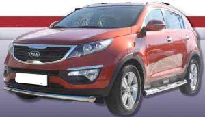 Защита переднего бампера труба диам.76мм, нержавейка, для авто Kia Sportage 2010-