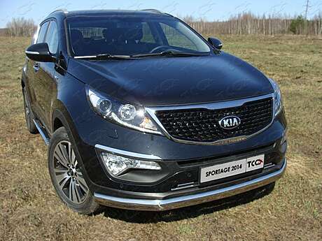 Защита передняя нижняя (овальная) 75х42 мм код KIASPORT14-02 для KIA Sportage 2014-2016