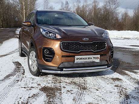 Защита передняя нижняя (двойная) 60,3/42,4 мм код KIASPORT16-17 для KIA SPORTAGE 2016-