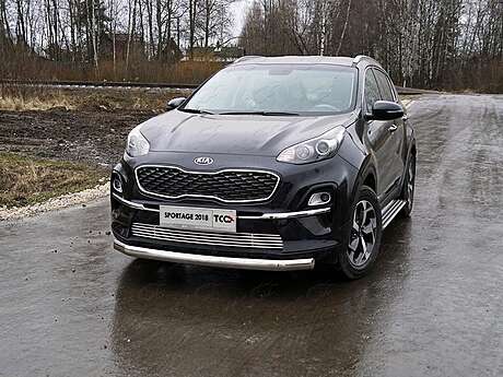 Защита передняя нижняя (овальная) 75х42 мм код KIASPORT18-21 для KIA SPORTAGE QL 2018-