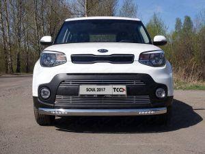 Защита передняя нижняя (овальная с ДХО) 75х42 мм код KIASOUL17-16 для Kia Soul 2017-