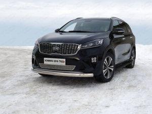 Защита передняя нижняя (овальная) 75х42 мм код KIASORPR18-12 для KIA SORENTO Prime 2018-