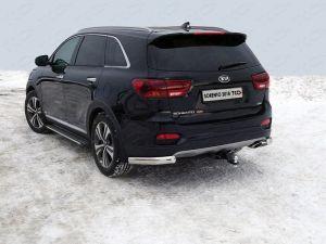 Защита задняя (уголки овальные) 75х42 мм код KIASORPR18-28 для KIA SORENTO Prime 2018-