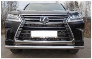 Защита переднего бампера труба диам.76мм, нержавейка, для авто Lexus LX 2015-