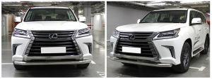 Защита переднего бампера труба диам.76мм, нержавейка, для авто Lexus LX570 2015-