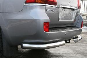 Защита заднего бампера уголки диам.76мм, нержавейка, для авто Lexus LX 570 2008-2012