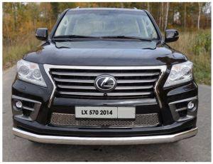 Накладка на решетку бампера, лист-треугольник, нержавейка, для авто Lexus LX570 (вкл. Sport) 2012-