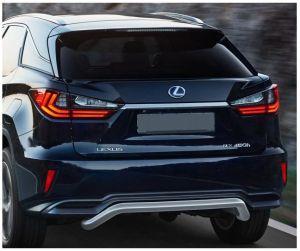 Защита заднего бампера скоба диам.57мм, нержавейка, для авто Lexus RX гибрид с одной трубой 2015-