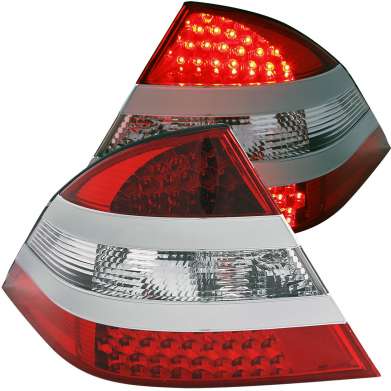 Задняя оптика диодная красная с серебристыми вставками для Mercedes-Benz W220 S-Class 2000-2005