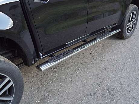 Пороги овальные с накладкой 120х60 мм код MERXCL18-09 для Mercedes-Benz X-Class 2017-2020