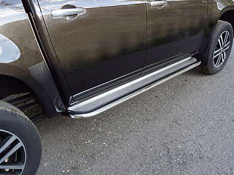 Пороги с площадкой (нерж. лист) 75х42 мм код MERXCL18-16 для Mercedes-Benz X-Class 2017-2020