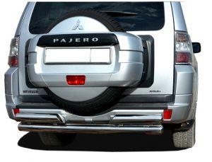 Защита заднего бампера труба двойная диам.76/76мм, нержавейка, для авто Mitsubishi Pajero IV 2006-2014, 2014-