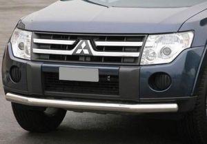 Защита переднего бампера труба диам.70мм, нержавейка, для авто Mitsubishi Pajero 2011-2014