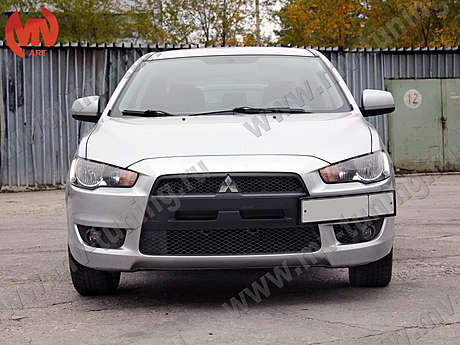 Воздуховоды радиатора в передний бампер var№2 (квадрат) MV-Tuning для Mitsubishi Lancer X 2007-2010