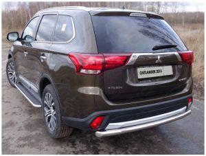 Защита заднего бампера труба диам.60мм, нержавейка, для авто Mitsubishi Outlander 2015-