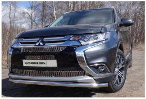 Защита переднего бампера труба диам.60мм, нержавейка, для авто Mitsubishi Outlander 2015-