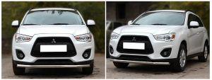 Защита переднего бампера труба диам.60мм, нержавейка, для авто Mitsubishi ASX 2010-2013