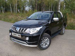 Защита переднего бампера труба диам.76мм, нержавейка, для авто Mitsubishi L200 2015-