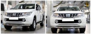 Защита переднего бампера труба диам.60мм, нержавейка, для авто Mitsubishi L200 2015-