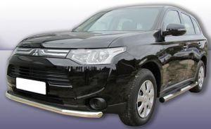 Защита переднего бампера труба диам.57мм, нержавейка, для авто Mitsubishi Outlander 2012-