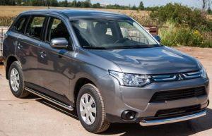 Защита переднего бампера труба диам.76мм, нержавейка, для авто Mitsubishi Outlander 2012-