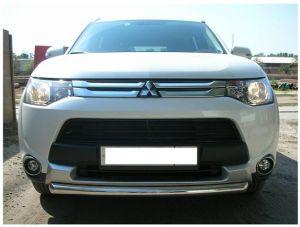 Защита переднего бампера труба диам.60мм, нержавейка, для авто Mitsubishi Outlander 2012-2014, 2014-2015