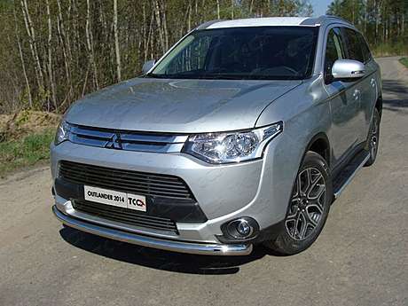 Решётка радиатора верхняя 12 мм MITOUT14-03 для Mitsubishi Outlander 2014-2015