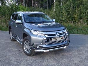 Защита передняя нижняя (овальная с ДХО) 75х42 мм код MITPASPOR16-18 для MITSUBISHI PAJERO SPORT 2016-